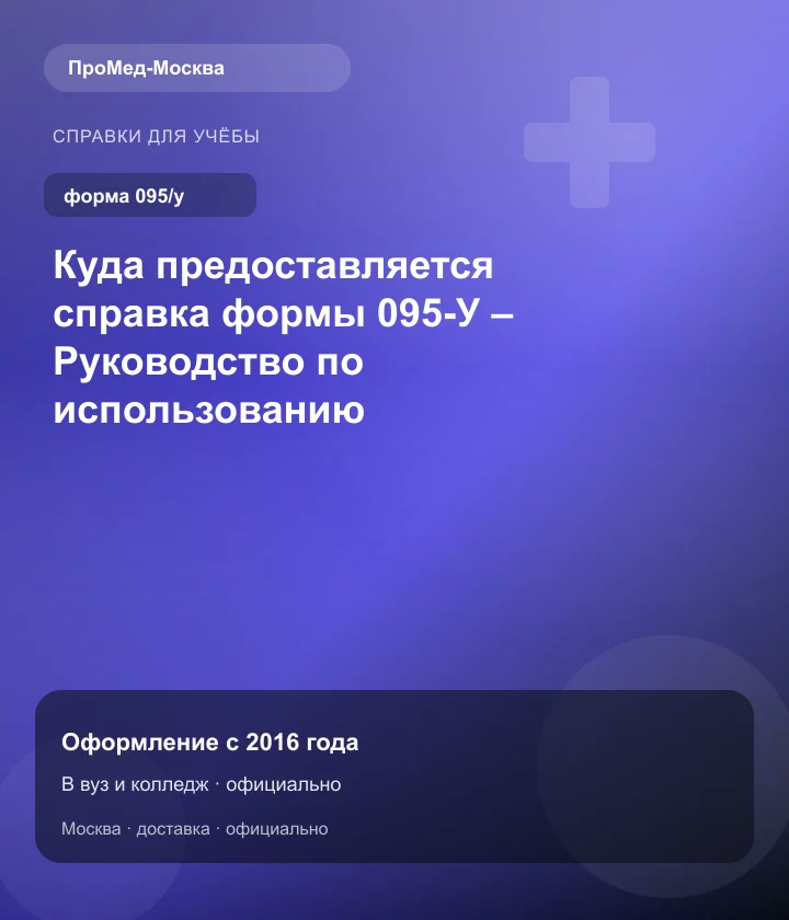 Куда предоставляется справка формы 095-У – Руководство по использованию — ПроМед-Москва
