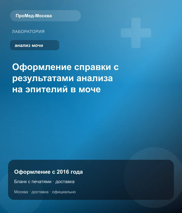 Оформление справки с результатами анализа на эпителий в моче — ПроМед-Москва